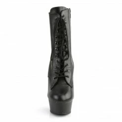 PLEASER Delight-1020 Black Real Leather Lace Up Zip Platform 6" Ankle Boots 5-13