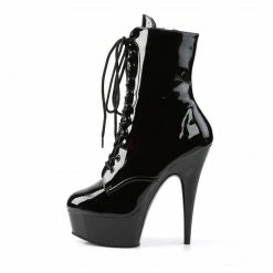 PLEASER Delight-1020 Black Patent Lace Up Zip Platforms 6