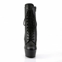 PLEASER Delight-1020 Black Faux Leather Lace Up Zip Platforms 6" Ankle Boot 4-13 Boots