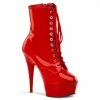 PLEASER Delight-1020 Red Patent Lace Up Zip Platforms 6" Ankle Boots 4-13