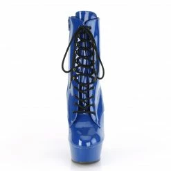 PLEASER Delight-1020 Blue Patent Lace Up Zip Platforms 6" Ankle Boots 4-13