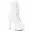 PLEASER Delight-1020 White Patent Lace Up Zip Platforms 6" Ankle Boots 4-13
