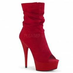 PLEASER Delight-1031 Burgundy Red Faux Suede Peep Toe 6