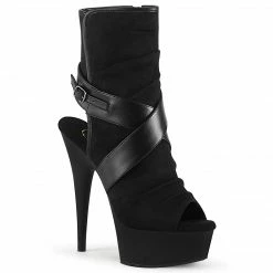 PLEASER Delight-1034 Faux Suede Leather Slouch Cross Straps Peep Toe Ankle Boots