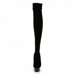 PLEASER Delight-3002 Black Stretch Velvet Skin Tight Exotic 6