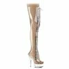 PLEASER Delight-3026 Clear See Through Club Stripper Pole Dancer 6" Thigh Boots