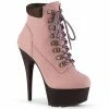 DISCONTINUED PLEASER Delight-600TL-02 Pink Padded Collar Rubber Sole Boots