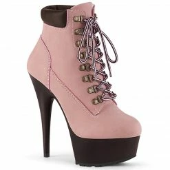 DISCONTINUED PLEASER Delight-600TL-02 Pink Padded Collar Rubber Sole Boots