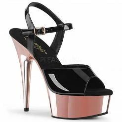 PLEASER Delight-609 Red Silver Rose Gold Chrome Dancer Club Ankle Strap 6