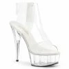 PLEASER Delight-633 Clear Stripper Pole Dancer T-Strap Platform Bootie 6" Heels
