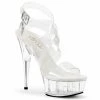 PLEASER Delight-635 Clear Double Criss Cross Strappy Platform Sandals 6" Heels