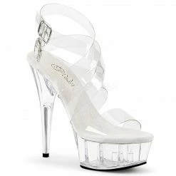 PLEASER Delight-635 Clear Double Criss Cross Strappy Platform Sandals 6