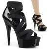 PLEASER Delight-657 Triple Criss Cross Elastic Straps Platforms Sandals 6" Heels