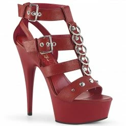 PLEASER Delight-658 Strappy T-Strap Metal Rings Studs Cage Club Sandals 6