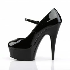 PLEASER Delight-687 Black Pinup Club Work Platform Mary Janes Stiletto 6