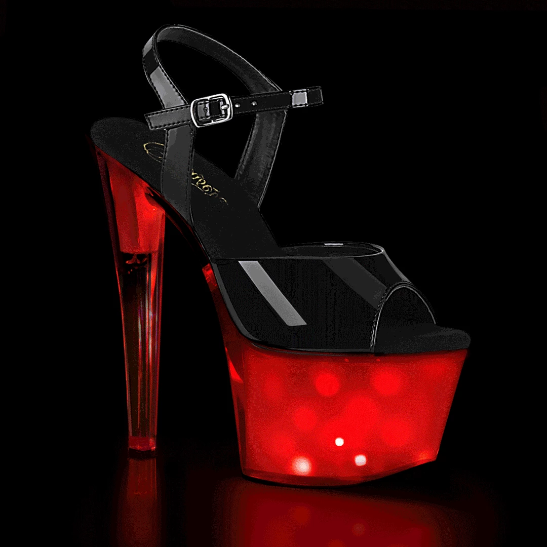 PLEASER Discolite-709 Multi-Coloured LED Light-Up Patterns Club Dancer 7" Heels
