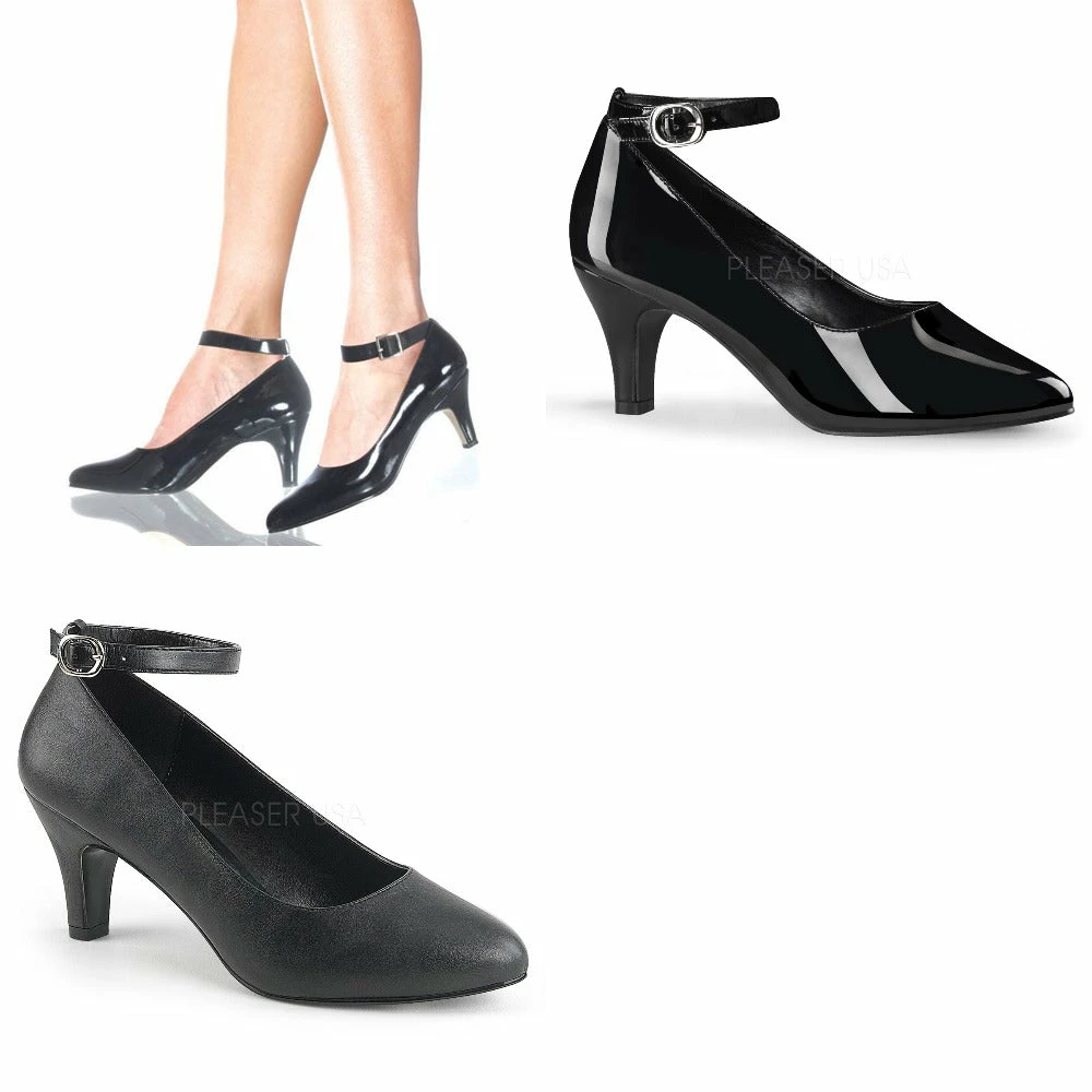 Discontinued PLEASER PINK LABEL Divine-431 Work Drag Strap Pumps 3" Heels 8-15