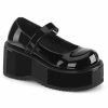DEMONIA Dollie-01 Black Patent Goth Mary Janes 3.25" Platform Heels