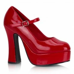DEMONIA Dolly-50 Red Patent Mary Janes Chunky Platform Heels Plus Size 5-15