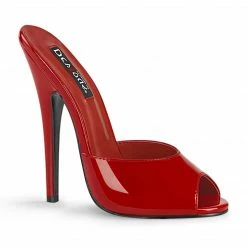 DEVIOUS Domina-101 Sexy Fetish Red Slides Mules Drag 6" Heels Women's 4-15