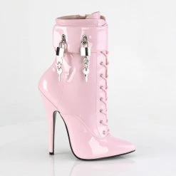 DEVIOUS Domina-1023 Pink Patent Fetish 3 Sets Ankle Cuffs Boots Sz 5-15