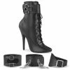 DEVIOUS Domina-1023 Black Faux Leather Fetish 3 Sets Ankle Cuffs Boots Sz 5-15