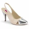 Pleaser Pink Label PLEASER Dream-405 Beige Silver Work Dress Plus Size Slingback 4" Heels Size 8-17