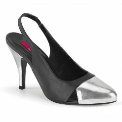 Pleaser Pink Label PLEASER Dream-405 Black Silver Work Dress Plus Size Slingback 4" Heels Size 8-17