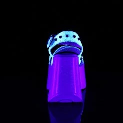 DEMONIA Dynamite-02 White Multi Glitter Spike Goth Punk Star Cutout Wedges Heels