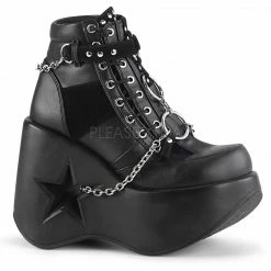 DEMONIA Dynamite-101 Goth Punk Star Cutout Cut Out Chains Platforms Wedges Heels