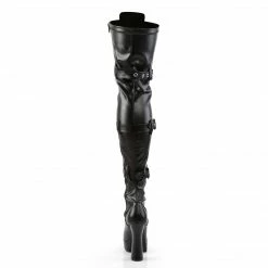PLEASER PINK LABEL Electra-3028 Black Faux Leather Dominatrix Fetish Thigh Boots