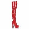 PLEASER PINK LABEL Electra-3028 Red Patent Dominatrix Fetish Thigh Boots