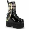 DEMONIA Eternal-115 Black Vegan Leather Magic Mirror PVC Bondage Goth Cyber Boot