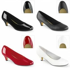 PLEASER PINK LABEL Fefe-01 White Black Red Drag Kitten Heel Pumps Women's 8-15