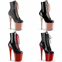 PLEASER Flamingo-1020 Red Rose Gold Chrome Stripper Pole Club Ankle 8