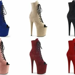 PLEASER Flamingo-1021FS Faux Suede Dancer Stripper 4" Platform 8" Heels Boots