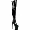 PLEASER Flamingo-3000 Black Dancer Stripper 4" Platform 8" Heels Thigh Boots