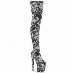 PLEASER Flamingo-3000DP Dollar Money Exotic Pole Dancer Club 8" Inch Thigh Boots