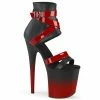 PLEASER Flamingo-800-15 Black Red 2 Tone Goth Exotic Pole Dancer Club 8" Heels