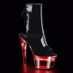 Boots PLEASER Flashdance-1018-7 Black Patent Chargeable Multi Colour Light Up Stripper Pole Heels