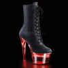 PLEASER Flashdance-1020-7 Black Faux Leather Clear Multi Colour Option Light Up Stripper Pole Heels Boots