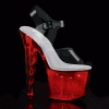 PLEASER Flashdance-708SCH Multi Colour Light Stripper Pole Scalloped Holo Heels