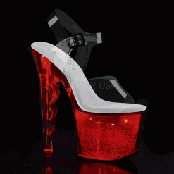 PLEASER Flashdance-708SCH Multi Colour Light Stripper Pole Scalloped Holo Heels