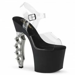 PLEASER Irongrip-708 Clear Black Copper Chrome Knuckle Ankle Platform 7