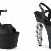 PLEASER Irongrip-709 Black Copper Silver Chrome Knuckle Ankle Platform 7" Heels