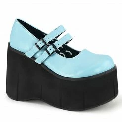 DEMONIA Kera-08 Blue Goth Punk Lolita Double Strap Buckle Mary Janes Platforms Heels