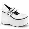 DEMONIA Kera-08 White Goth Punk Lolita Double Strap Buckle Mary Janes Platforms Heels