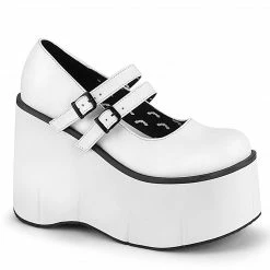 DEMONIA Kera-08 White Goth Punk Lolita Double Strap Buckle Mary Janes Platforms Heels