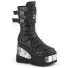 DEMONIA Kera-108 Black Goth Cyber Alternative 4.5" Platforms Mid Calf Boots