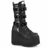 DEMONIA Kera-110 Black Harness Goth Cyber Alternative 4.5" Platforms Calf Boots
